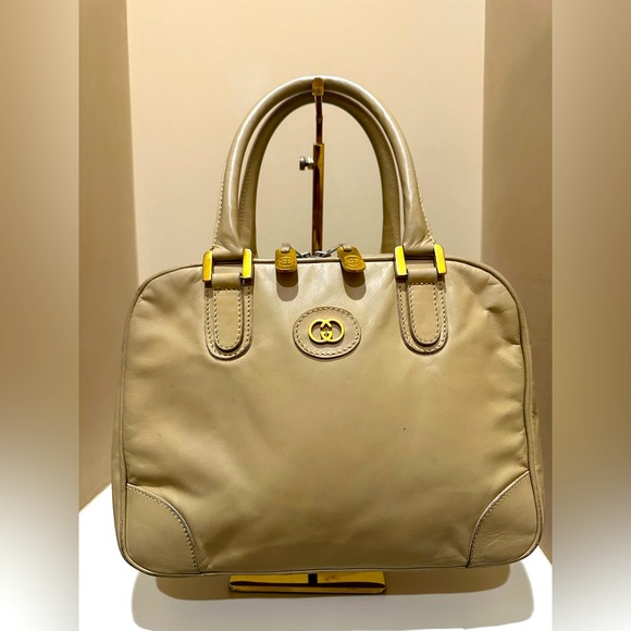 Gucci Tan Leather Calfskin Vintage est 1960’s-70’s Satchel - Picture 1 of 16